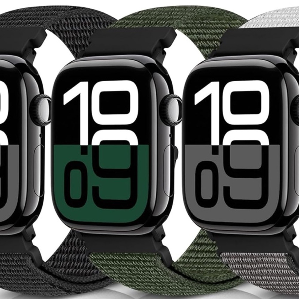 FREE* (1) Apple Watch Sport Loop Wristband Nylon & Velcro. Army Green Striped - Picture 1 of 16